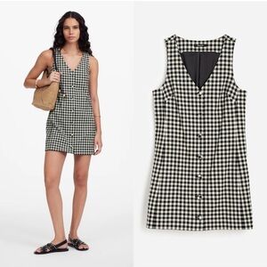 NWT MADEWELL V-Neck Mini Vest Dress in Gingham Wool Blend Minidress Size 6